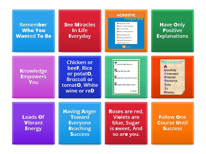 acrostics and mnemonics_examples - Fichas giratorias