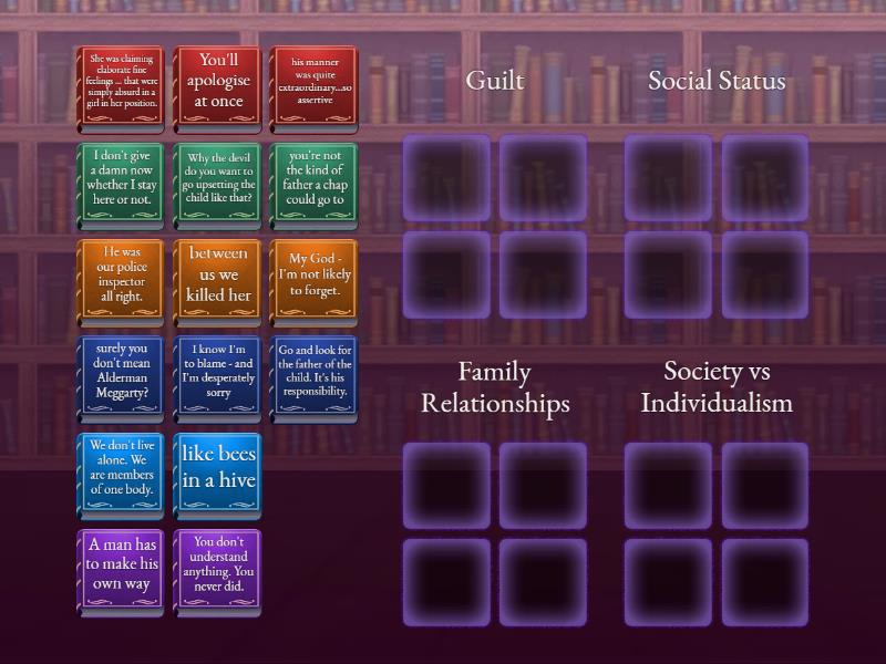 Starter An Inspector Calls Themes - Ordenar por grupo