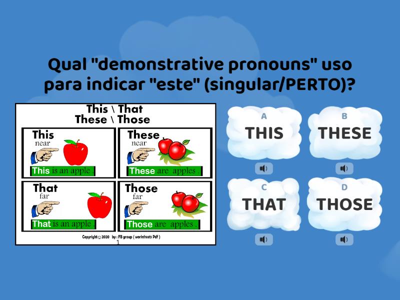 Pronomes Demonstrativos Demonstrative Pronouns Quiz 7224