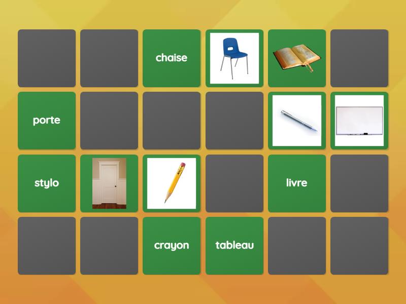 Classroom Objects Matching - Matching pairs