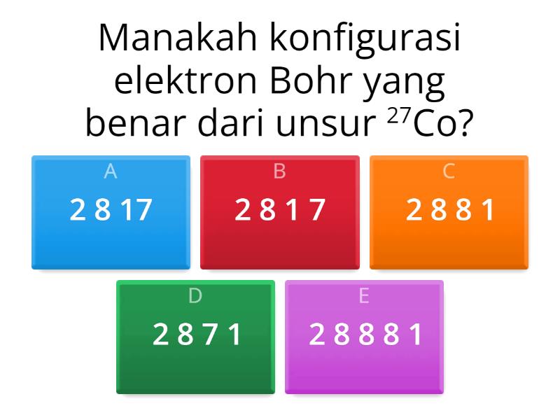 Latihan Soal Konfigurasi Elektron Bohr Quiz