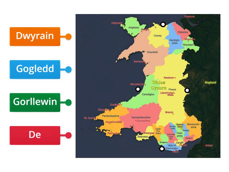 4 Pwynt y cwmpawd - Labelled diagram