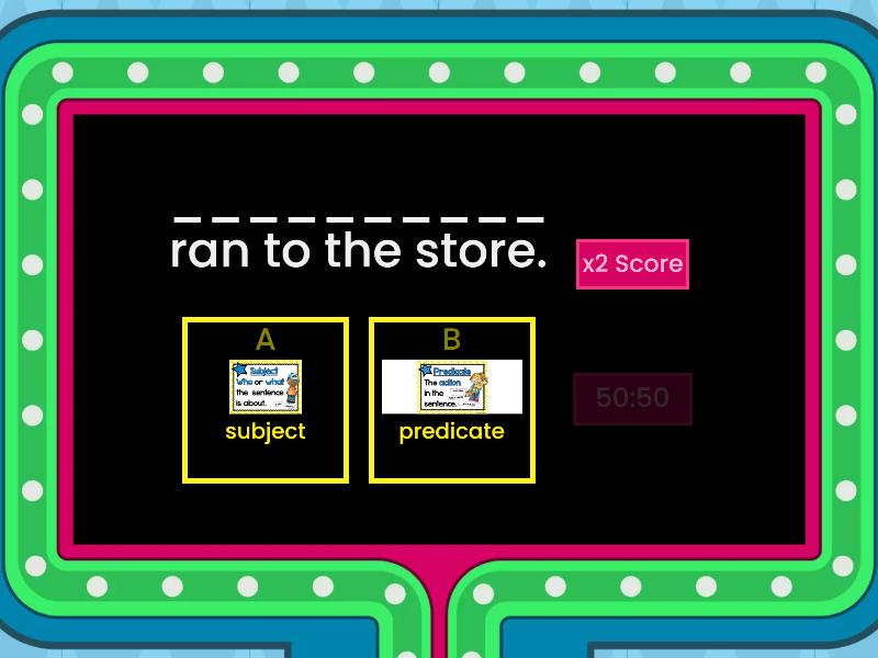 Subject and Predicate - Game Show Quiz - Concurso de preguntas