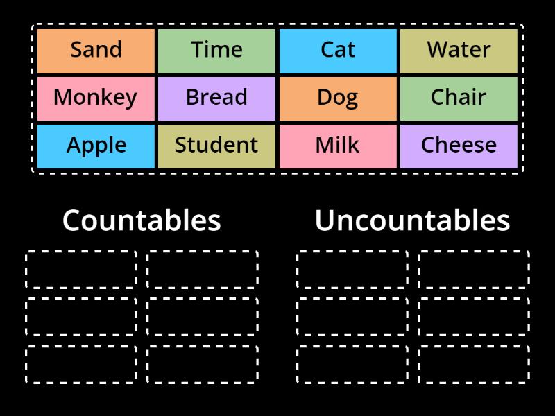 Countables and Uncountables - Ordenar por grupo