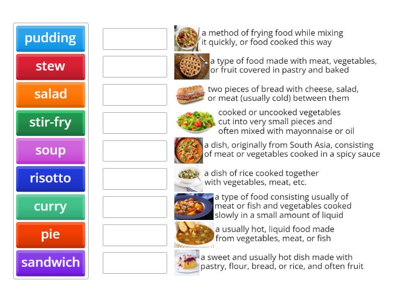 Solutions Int. Unit 2C FOOD - Match up