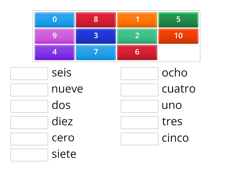 Spanish numbers 1-10 - Match up