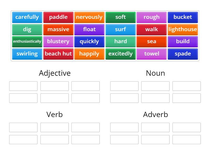 Word class sorting game - Ordenar por grupo
