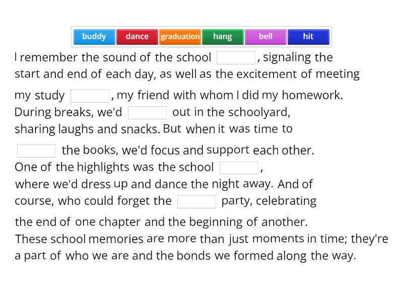 School Memory - Complete the sentence