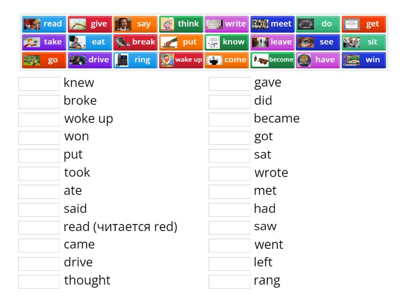 Irregular verbs A2 - Match up