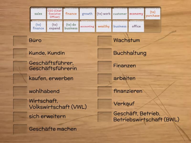 Basic Business Terms - Match up