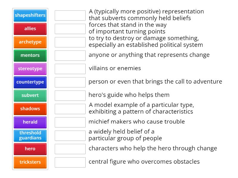 Terminology in The Hero's Journey - Match up