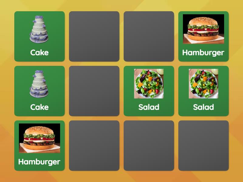 Food Wordwall Matching Pairs