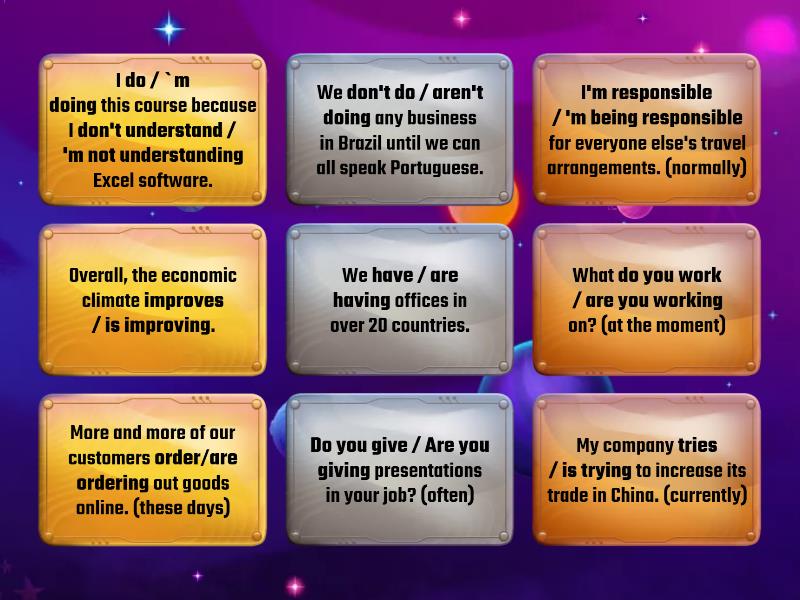 Which is the correct tense? - Use the adverb in brackets to say the ...