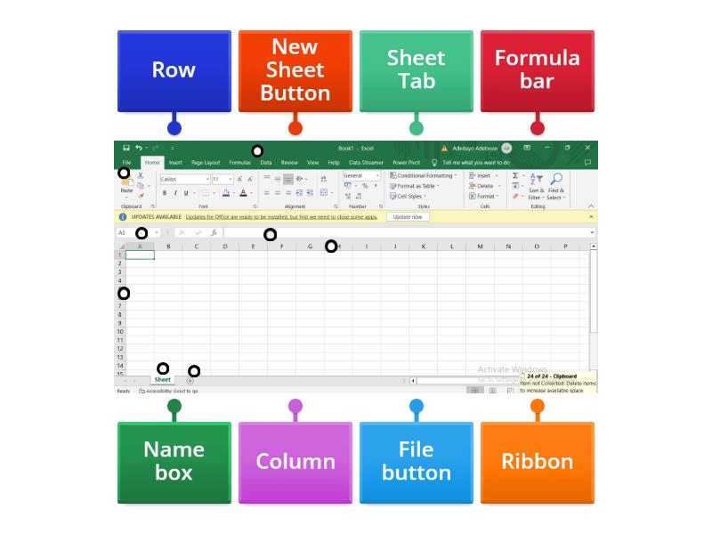 Microsoft Excel - Labelled diagram