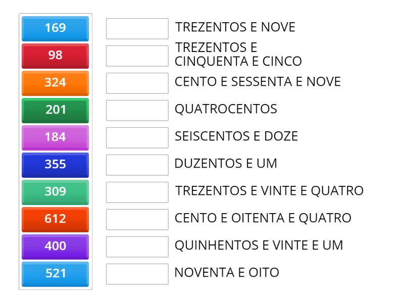 NUMERAIS POR EXTENSO - Match up