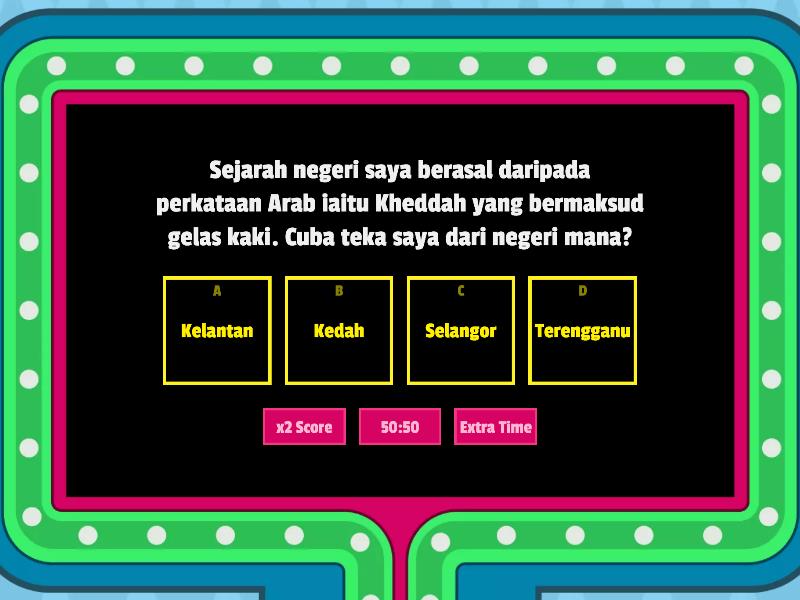 Sejarah Tahun 6 Unit 2: Negeri-negeri Di Malaysia - Gameshow Quiz