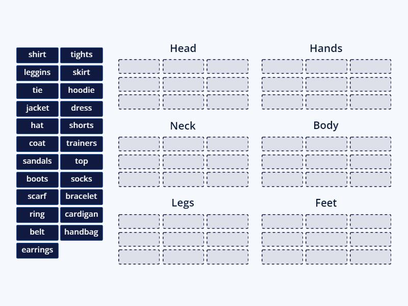 Go Getter 4 Unit 1 (4) Clothes and accessories - Group sort