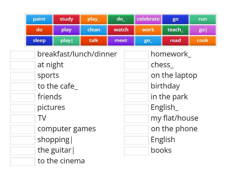 Verb Phrases - Match up