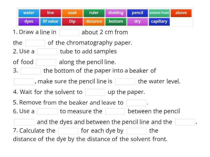 AW Yr 11 Chromatography Method Complete the sentence