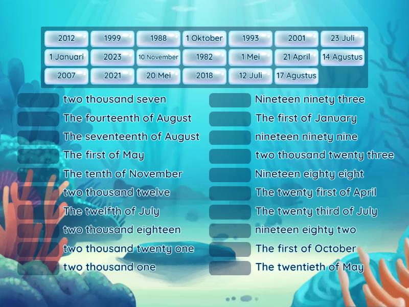 saying date, month, year - Match up