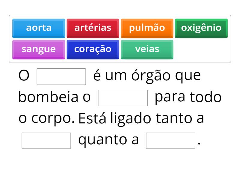 Complete sistema cardiovascular. Complete the sentence