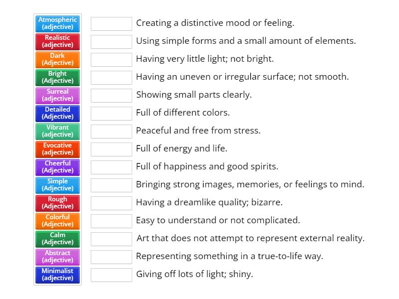 Adjectives to describe a painting - Match up