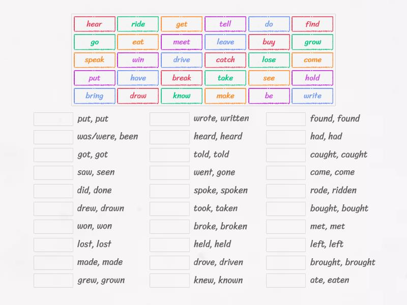Irregular Verbs - Match up