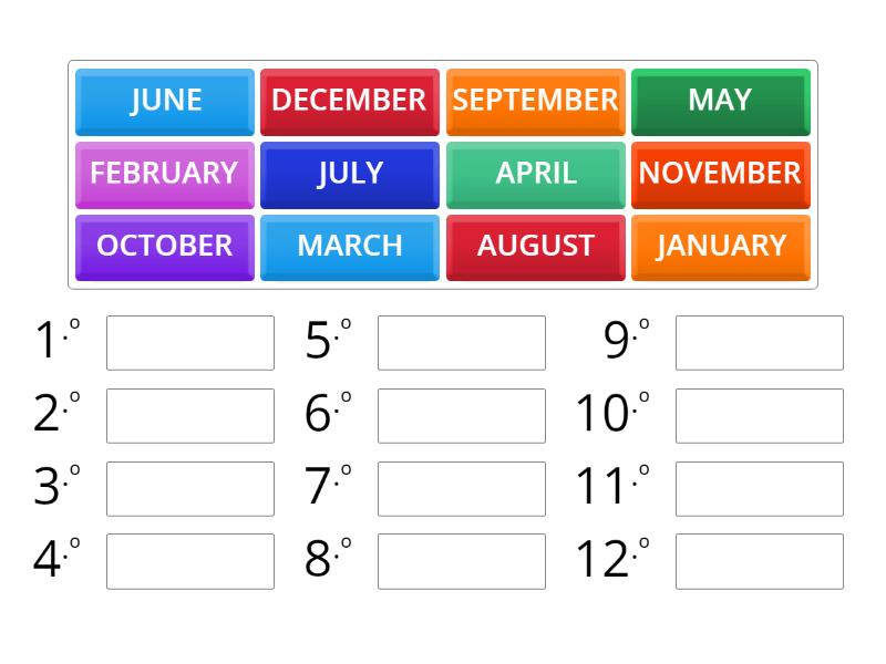 MONTHS OF THE YEAR - Rank order