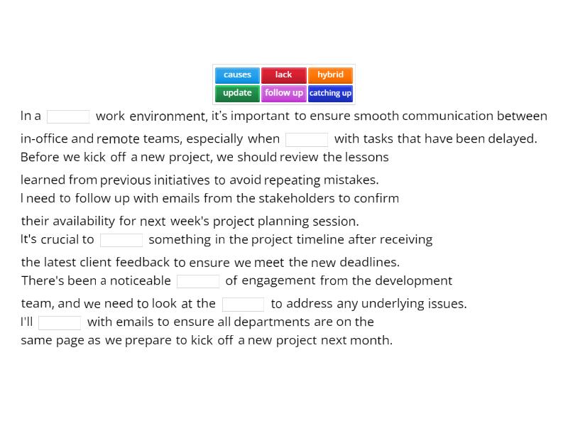 Business Vocabulary - Complete the sentence