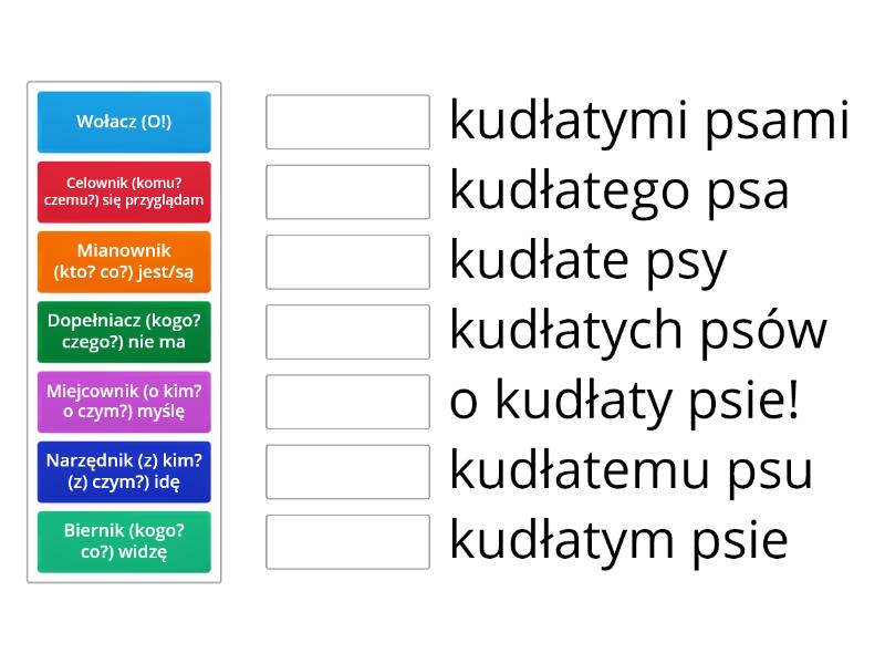 Odmiana Przez Przypadki Rzeczownika Z Przymiotnikiem - Permainan Pencocokan