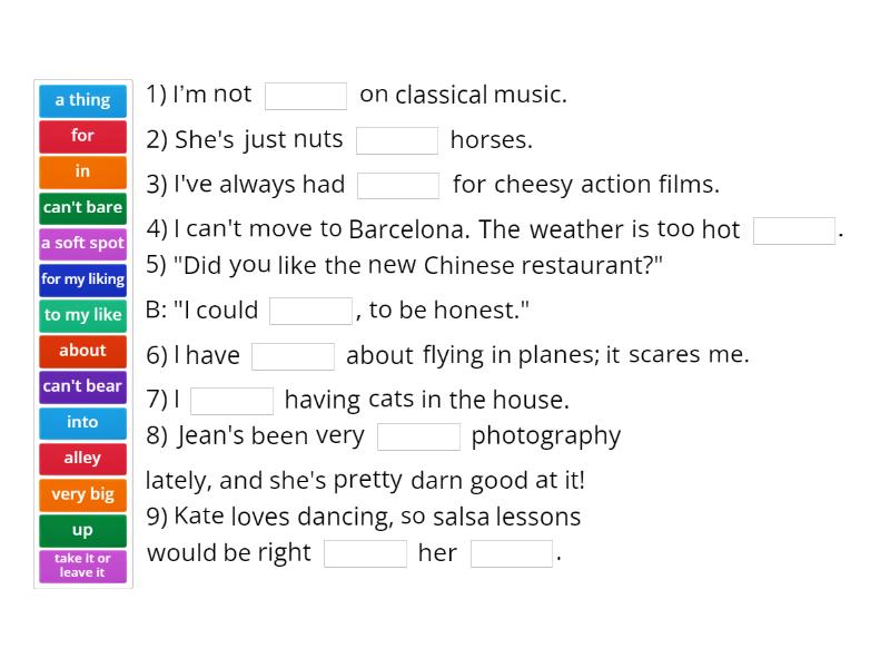 Likes and dislikes - Complete the sentence