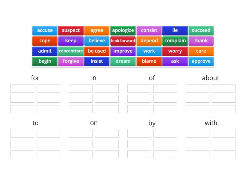 verb + prep + gerund - Group sort