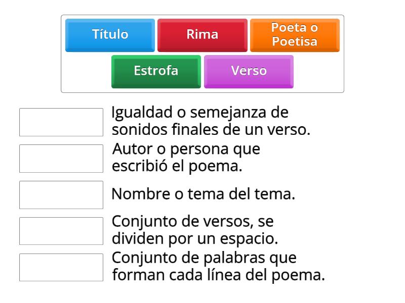 Estructura externa de un poema - Match up