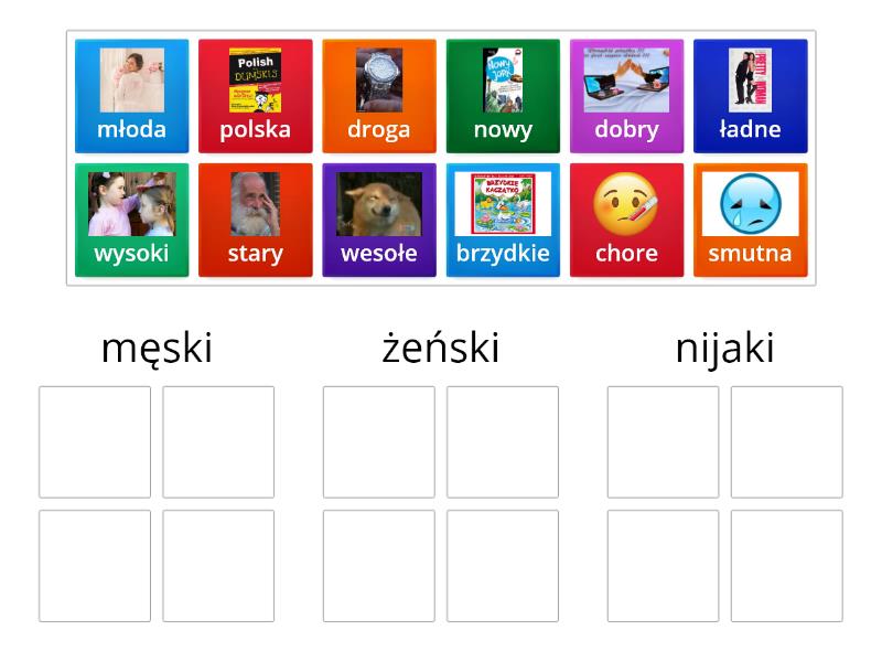 Rodzaje przymiotnika - Group sort