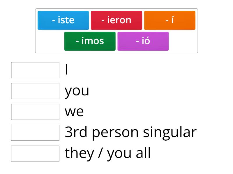 -er   -ir Preterite Past Tense Endings - Match Up