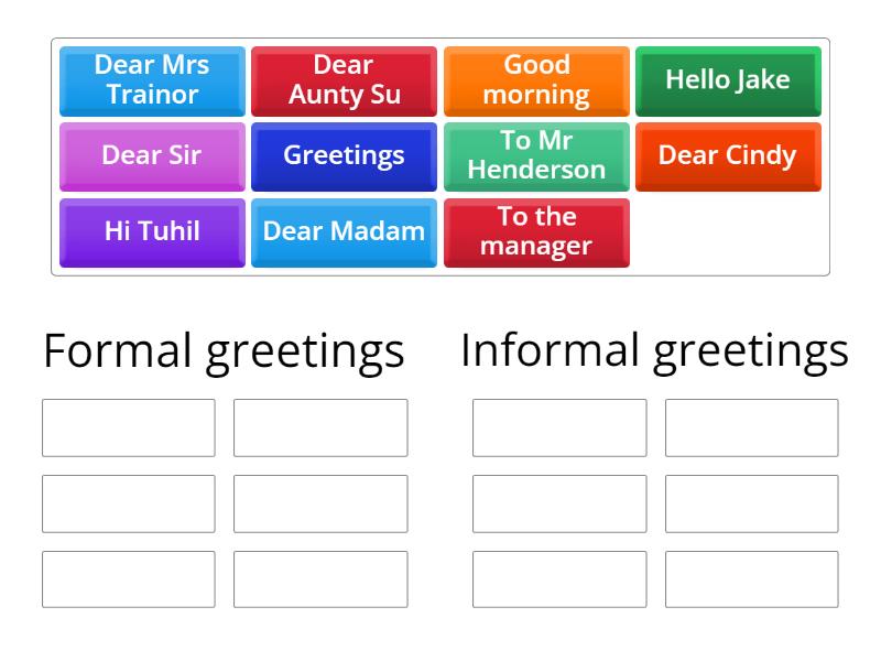 Formal and Informal Greetings - Group sort