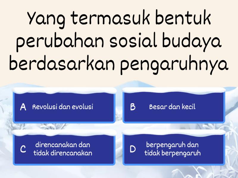 KUIS INTERAKTIF BENTUK PERUBAHAN SOSIAL BUDAYA (By Darmawati. A) - Quiz