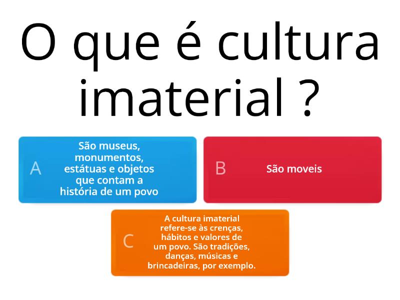 CULTURA MATERIAL E IMATERIAL - Quiz