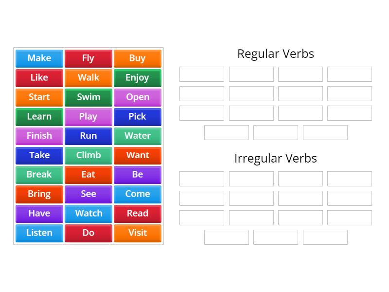 Regular or Irregular Verbs - Ben's edit - Ordenar por grupo
