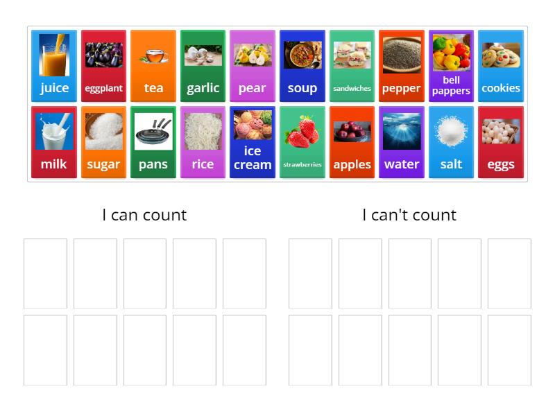 Food/ COUNTABLE-UNCOUNTABLE - Group sort