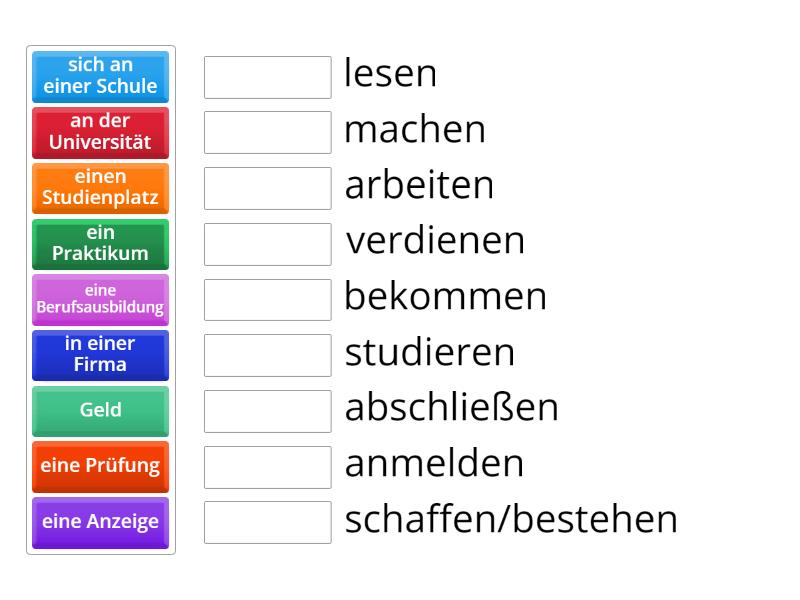 Menschen A1.2 Lektion 17 Wortschatz - Match up