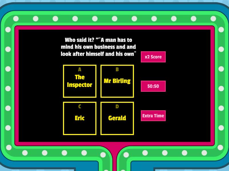 An Inspector Calls Quiz - Gameshow quiz