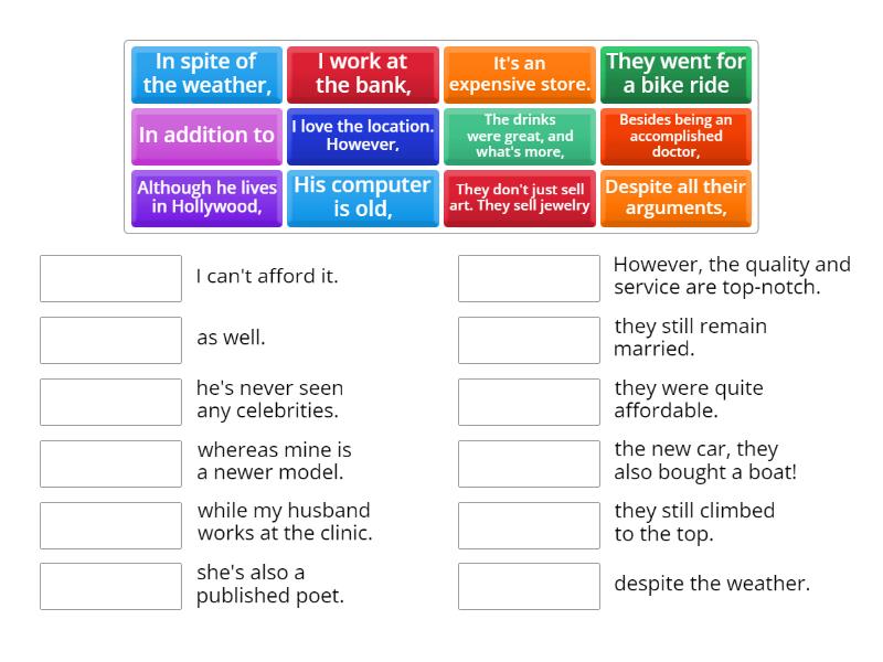 Addition and Contrast - Match up