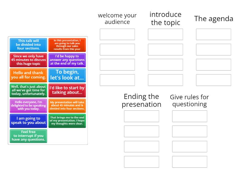 Presentation stages - Group sort