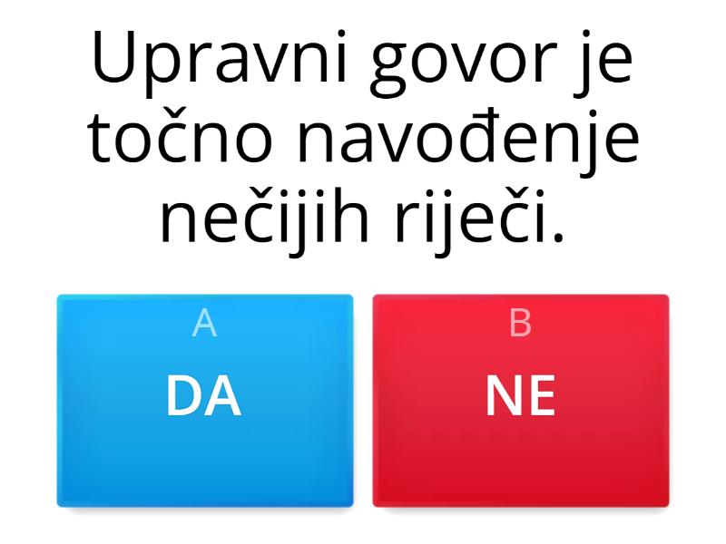 Upravni i neupravni govor - Quiz