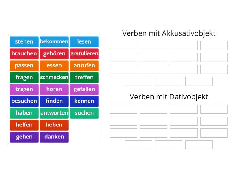Verben mit Akkusativ und Dativ - Group sort