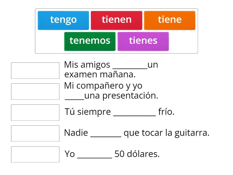 Tener Conjugation Quick Quiz - Match Up