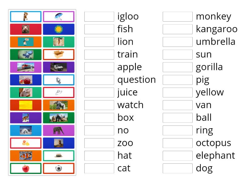 Alphabet words - Match up