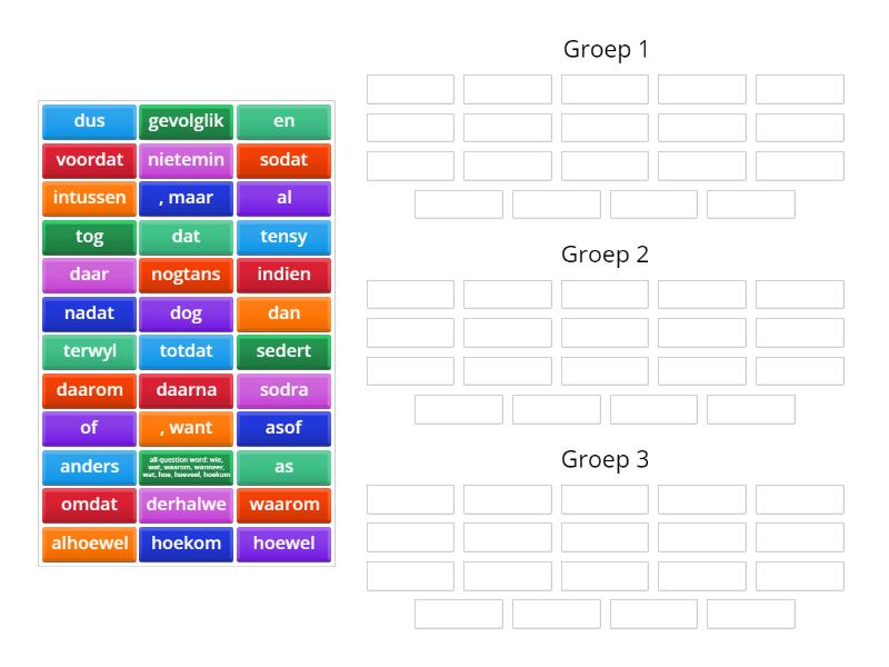 Voegwoorde - Groepe - Group Sort