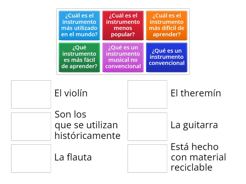 Instrumentos musicales convencionales y no convencionales Match up